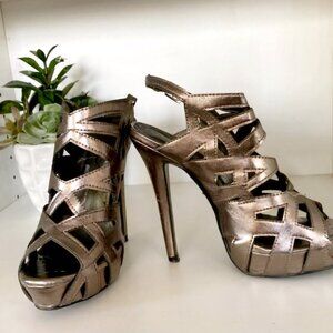 Pewter High Heeled Gladiator Sandal